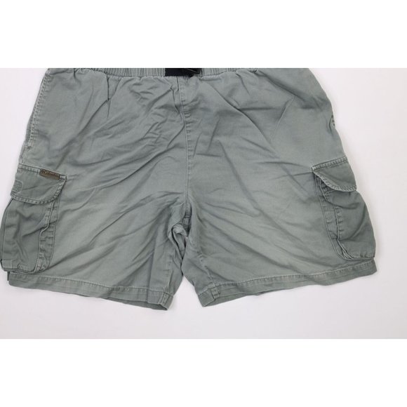 Vtg 90s Columbia Mens Large Faded Spell Out Belted Above Knee Cargo Shorts Green - Picture 3 of 9